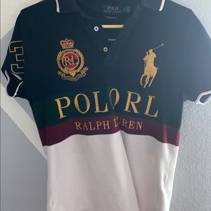 Men Polo Ralph Lauren Mesh Polo Shirt Gold POLO